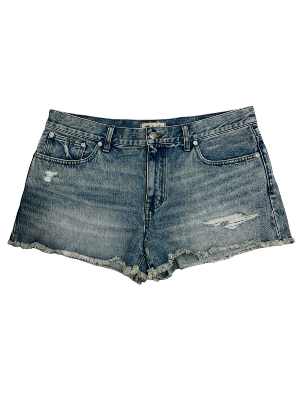 MADEWELL THE LOW RISE BOYFRIEND CUT OFF DISTRESSED DENIM SHORTS BLUE SIZE 28